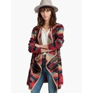 Lucky Brand Southwestern Geometric Print Waterfall Cardigan Sweater Women Small